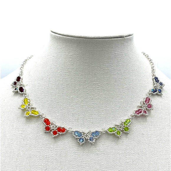 Hand Crafted Jewelry - HAND CRAFTED Crystal Butterfly Necklace with  Silver Chain